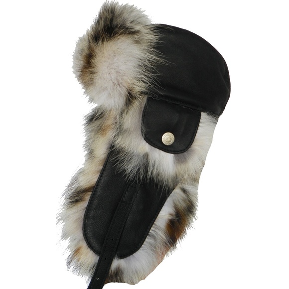 Harricana Recycled Fox Fur & Leather Aviator Hat - Picture 1 of 6
